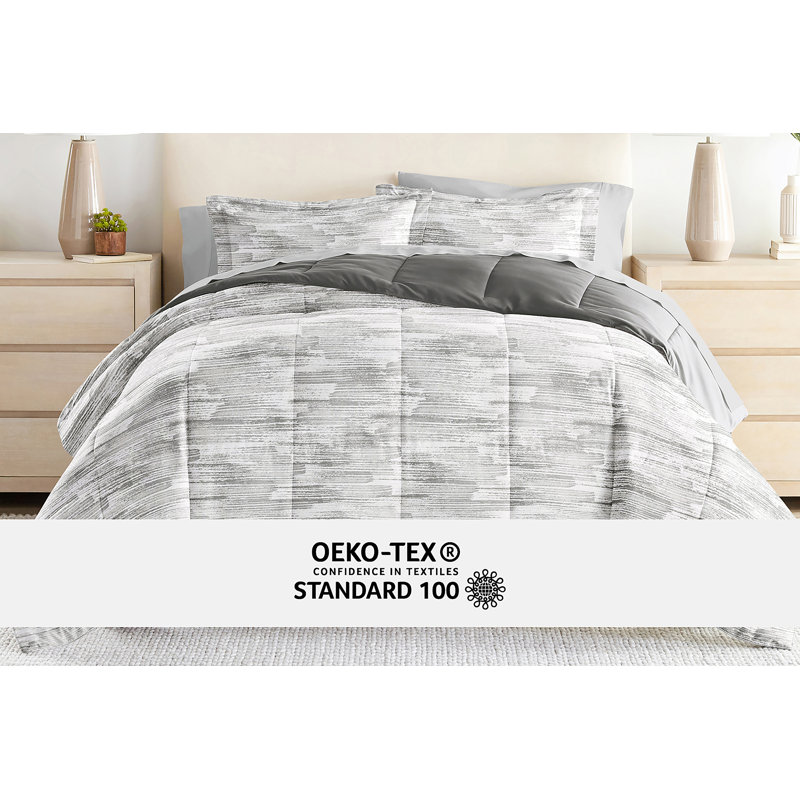 Twin Gray Organic Microfiber Reversible Down Alternative Comforter Set