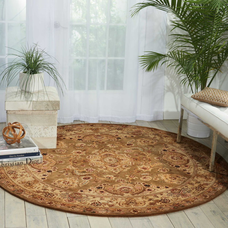 Deguzman Wool Oriental Indoor Rug, Round 4'