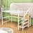 Patrie Kids Full Size Metal Loft Bed with Desk and Small Wardrobe