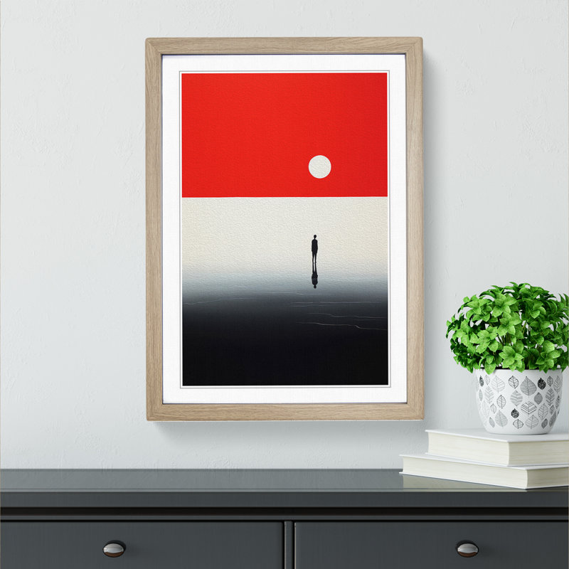 Minimalist Modern 1 Piece Single Picture Frame Wall Art, 46cm H x 34cm W x 2cm D, Oak Framed