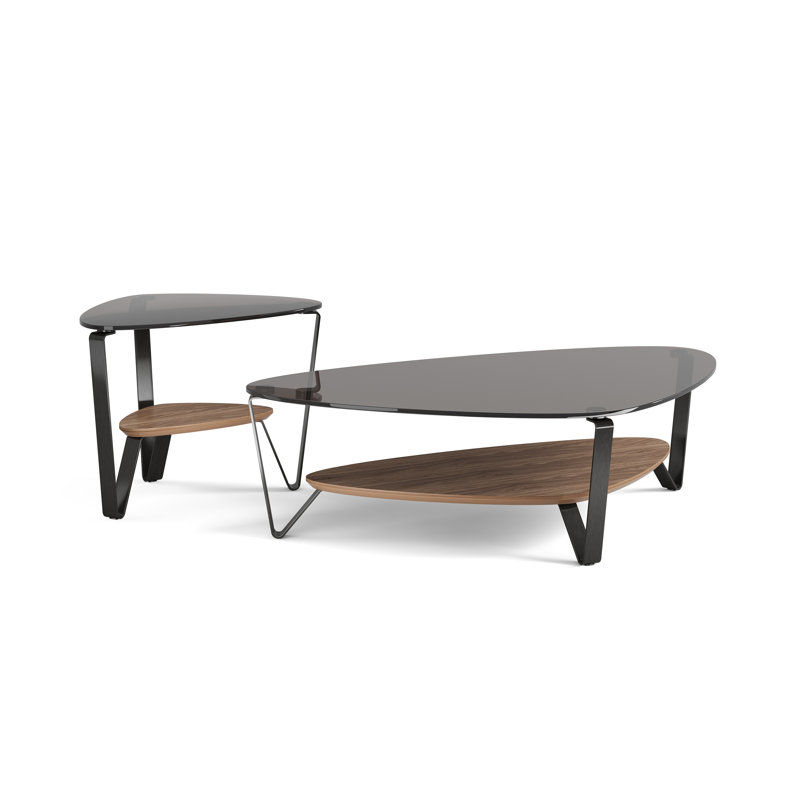 Dino Glass End Table, Natural Walnut