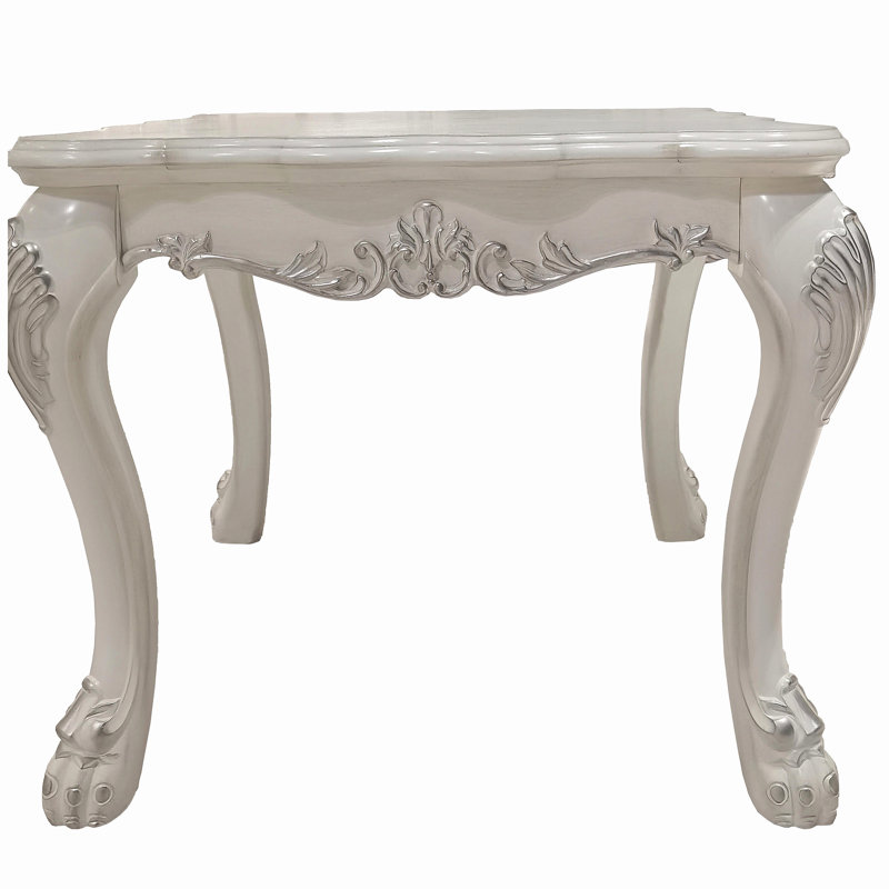 Bone White End Table with Claw Leg