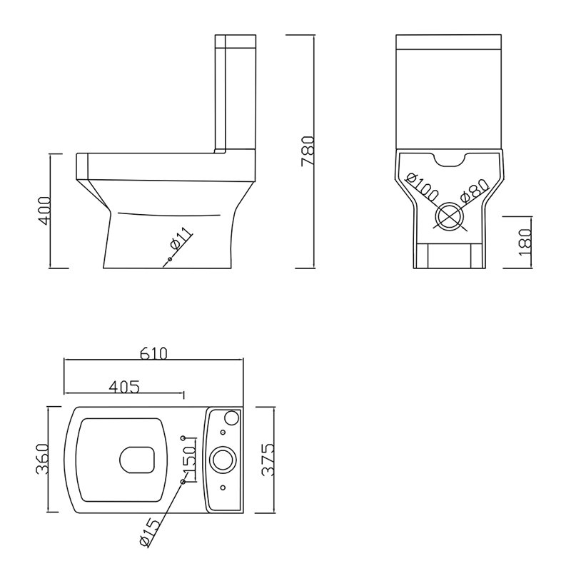 Belfry Bathroom Sperber 0L LPF Elongated Close Coupled Toilets (Seat Included)