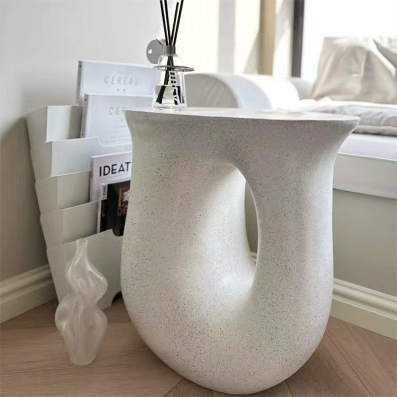 U-Shaped Side Table Concrete Accent Coffee Table