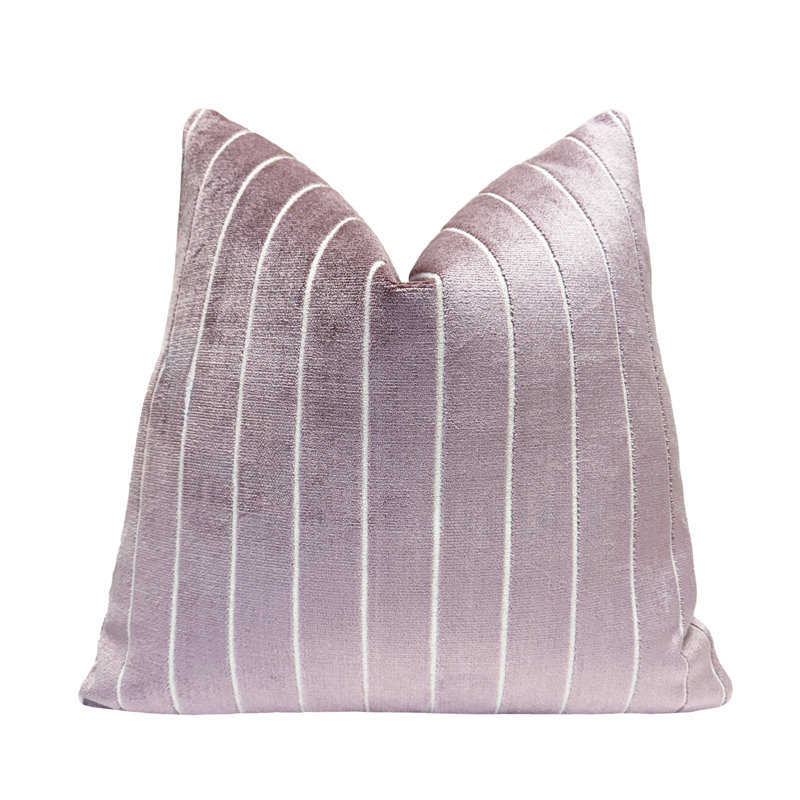 Housse de coussin en velours rayé, Carré 20 po, Mauve