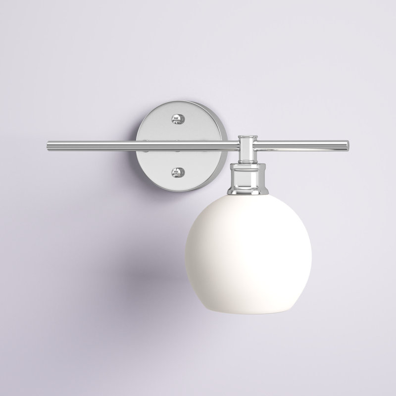Drinkard Dimmable Bath Sconce, Frosted White, Chrome