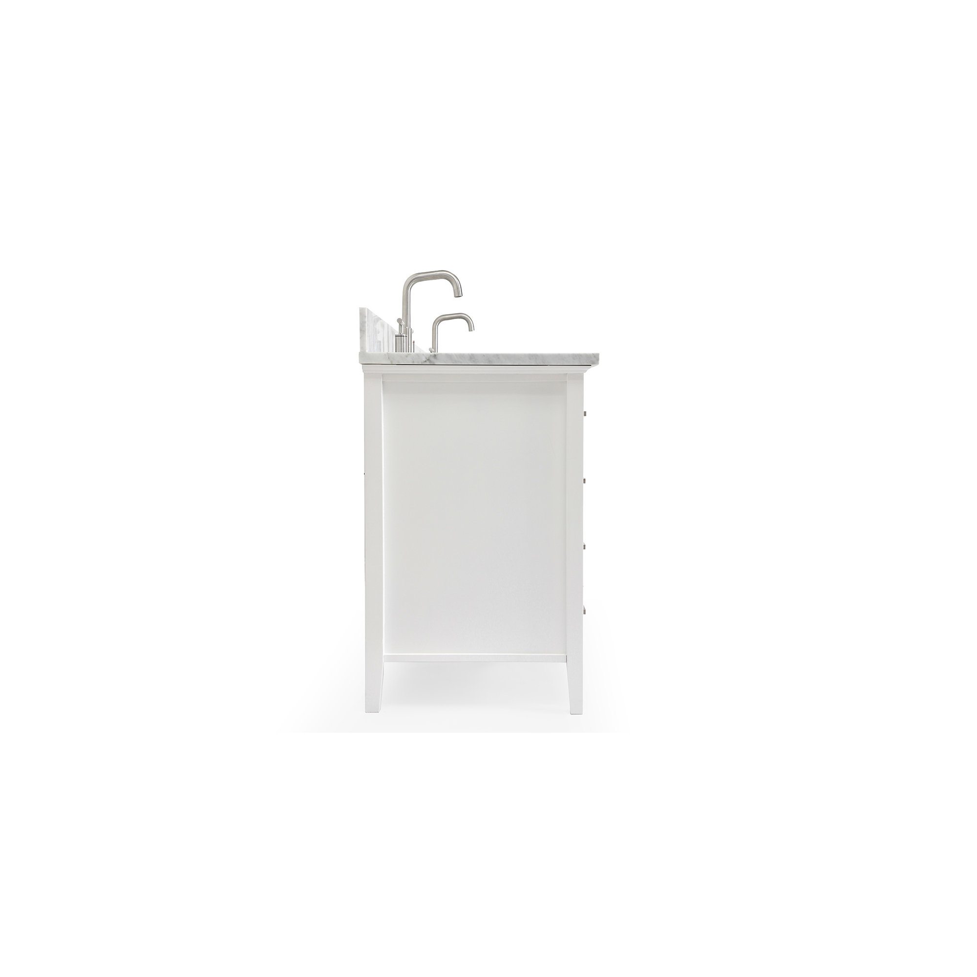 73'' Double Bathroom Vanity, White, 61", Rectangular