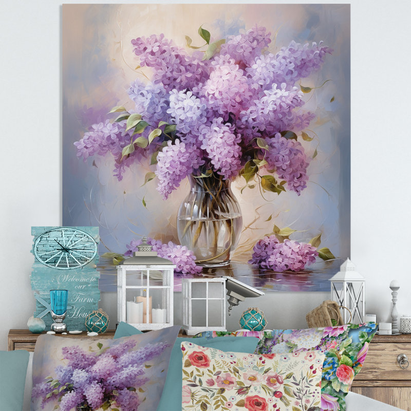 Lilas, impression romantique I - impression florale sur métal, H 16 po x l 16 po x P 1 po