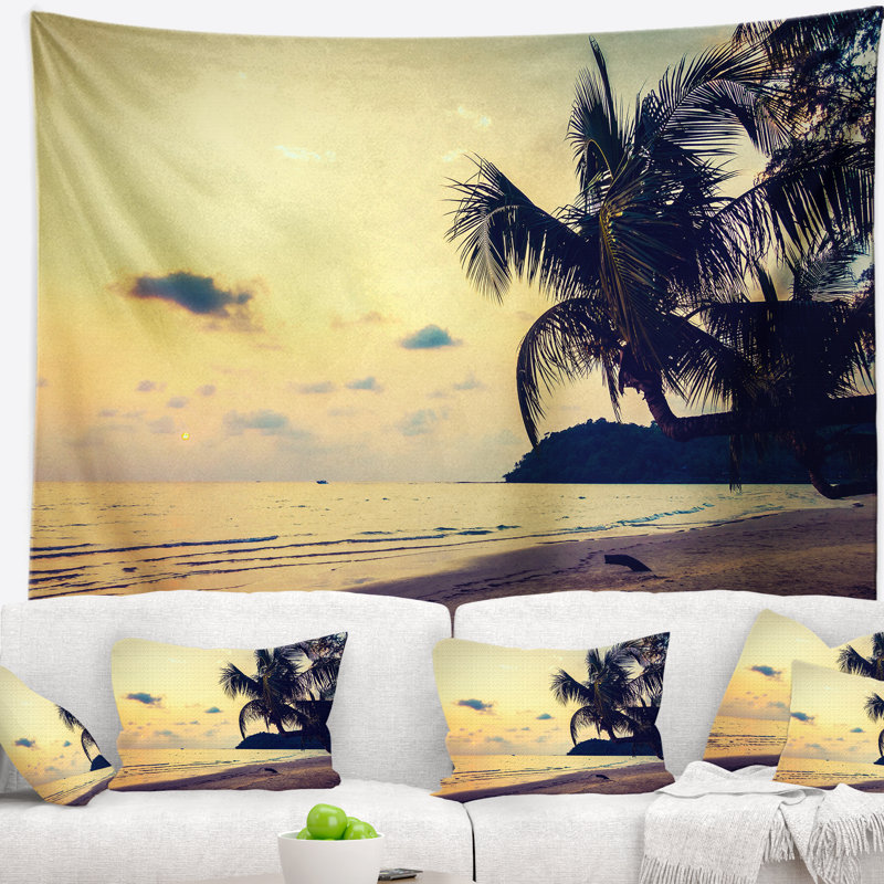Tapisserie sapin de coco seascape silhouette, H 32 po x l 39 po