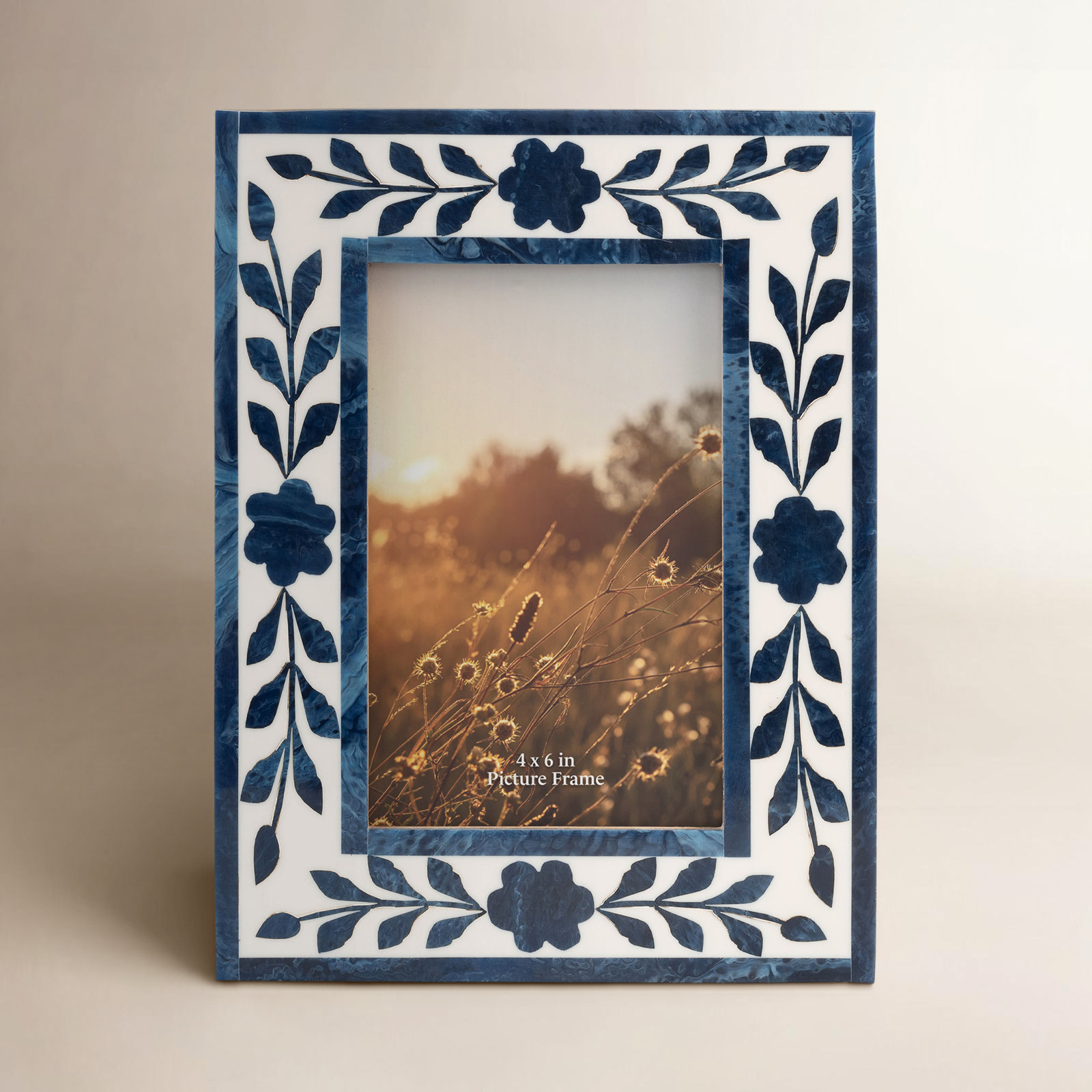 Amma Picture Frame, 7" x 9", Blue White