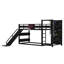 Lit mezzanine / lit superposé multifonctionnel en métal avec glissière, cerceau, anneaux et tablettes