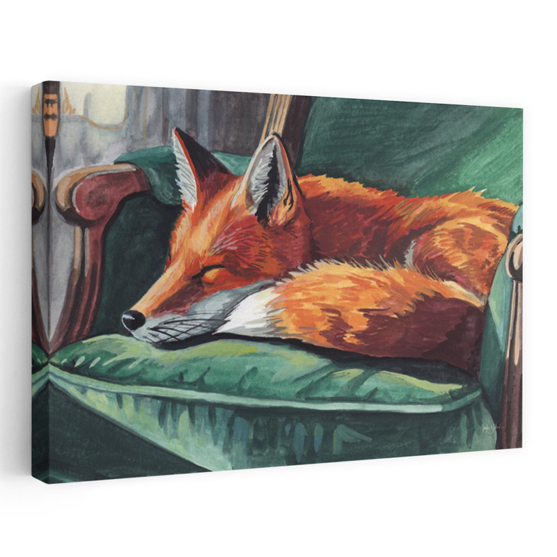 Rêves d'un renard élégant - Affiche murale contemporaine représentant un renard dans la forêt, H 40 po x l 60 po