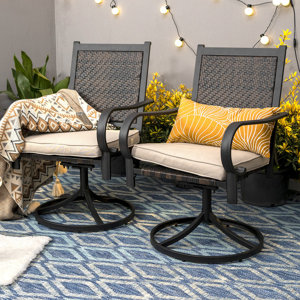 Alyah Swivel Patio Dining Armchair with Cushion Set of 2