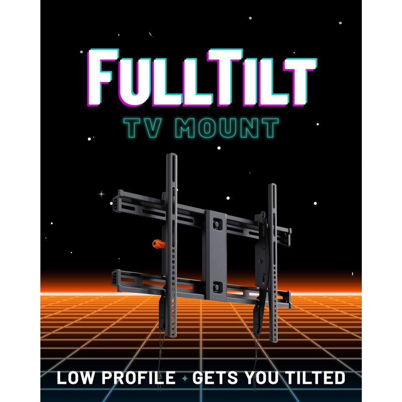 Black Steel Low Profile Tilting Wall Mount for 40"-90" TVs