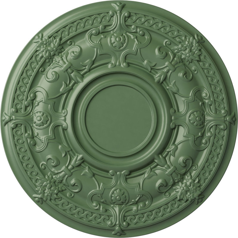 Endurathane Dauphine Ceiling Medallion, 33 7/8"OD x 1 3/8"P (Fits Canopies up to 13 1/4"), Hand-Painted Athenian Green Finish