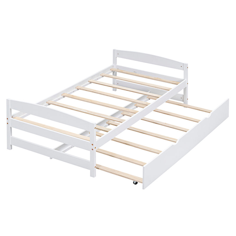 Lit plate-forme avec lit gigogne, Blanc
