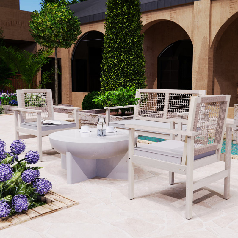 Brandenburg 4-Piece Acacia Outdoor Sofa Seating Group With Cushions