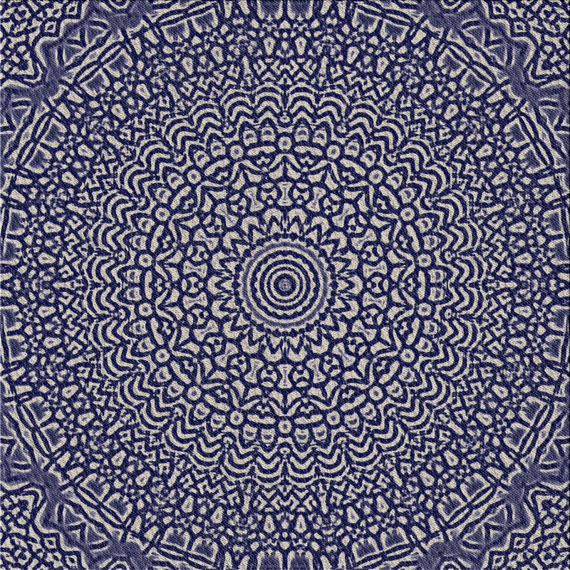 Fabriqué à la machine en laine et polyester bleu/gris Tapis décoratif, Carré 7 pi