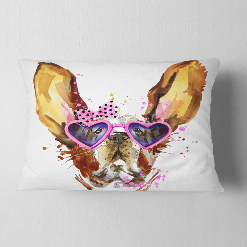 Coussin lombaire animal jolie dog avec verres à coeur