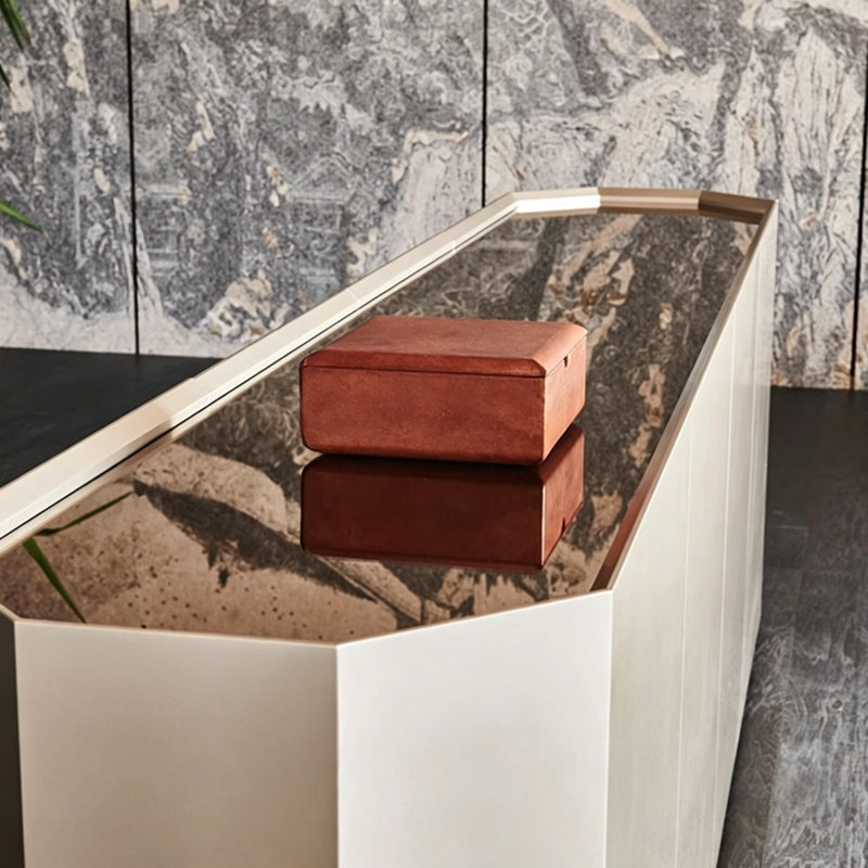 Italian Minimalist Champagne-colored TV Cabinet