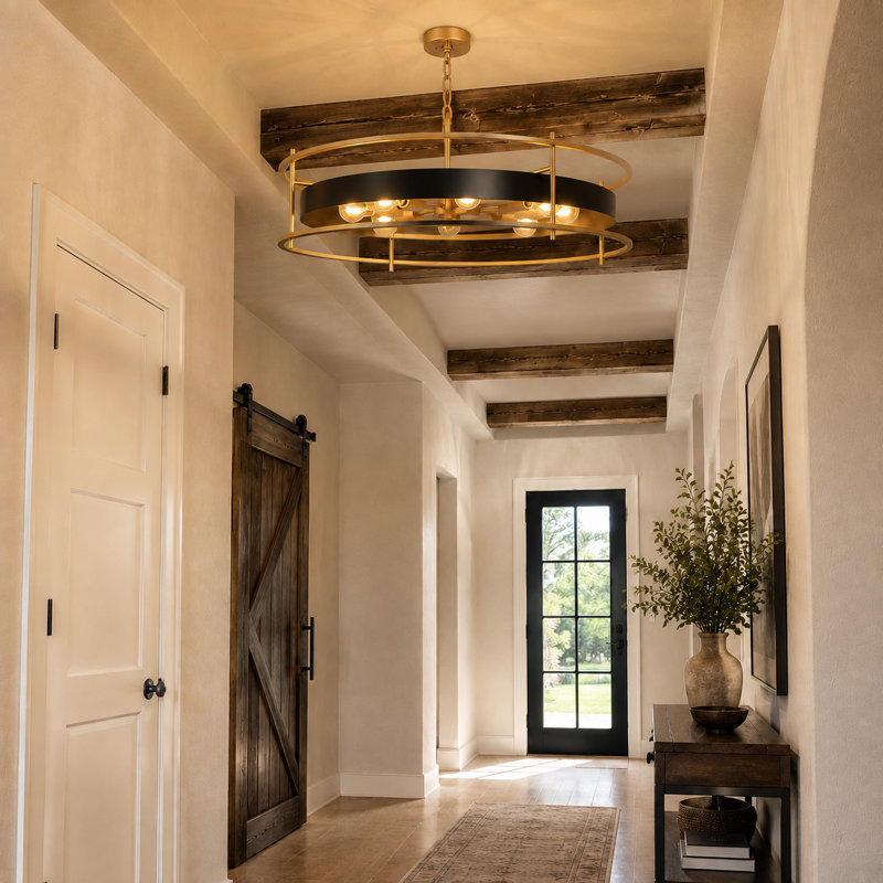 Ulrich 8-Light Dimmable Wagon Wheel Chandelier