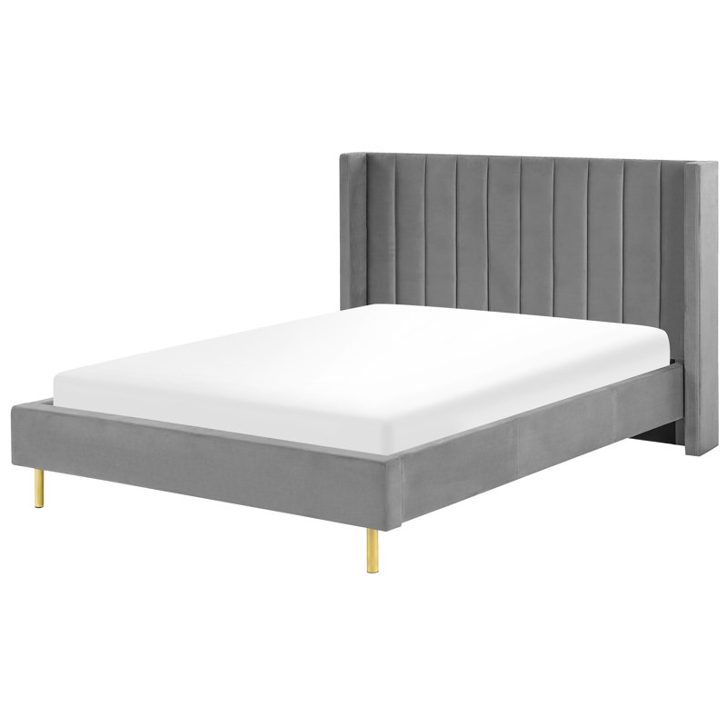 Sadie Upholstered Bed, European Double (140 x 200cm), Grey