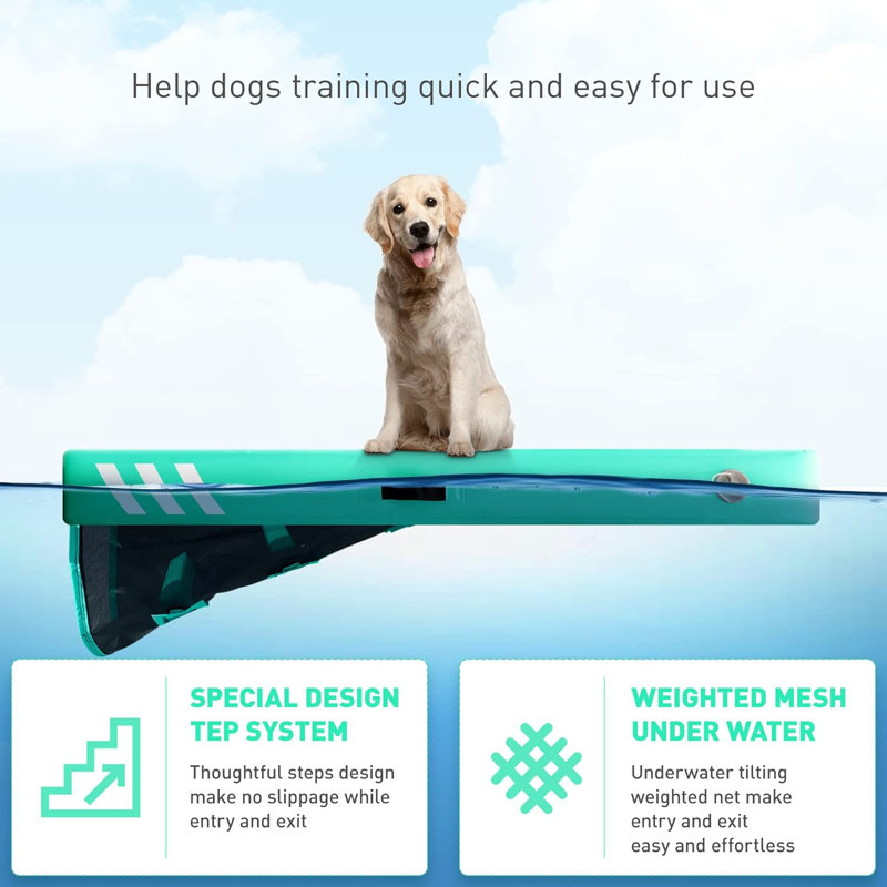 Dog Water Ramp,Inflatable Dog Float Floating Ramp Stairs For Boats, Docks, With Pump/rope/repair Kit - Pvc Anti-slip