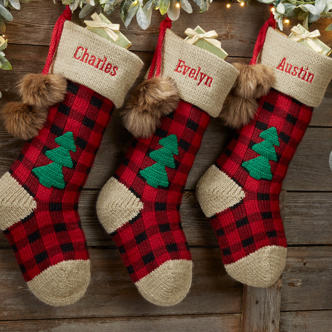 Buffalo Plaid Personalized Jumbo Knit Christmas Stocking Personalization Mall