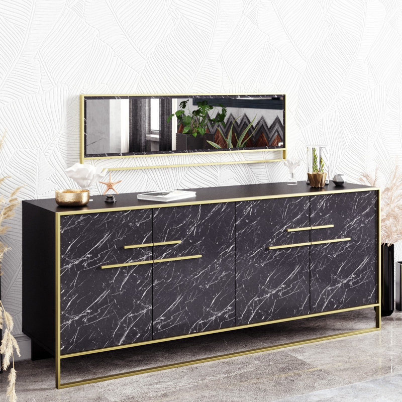 Braddy 179.9cm Sideboard, Black/Gold