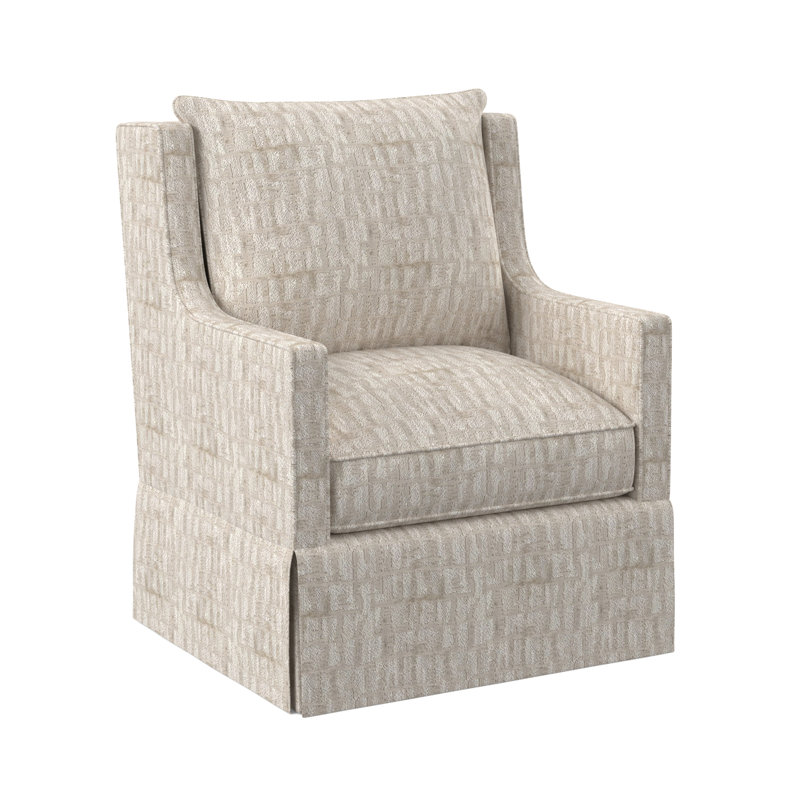 Callum Sunbrella® Boucle Swivel Slipcovered Armchair, White Caps Fog Viscose