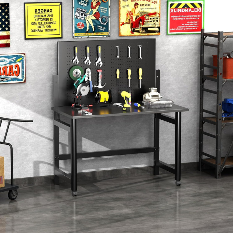 126.49cm W Steel Top Workbench