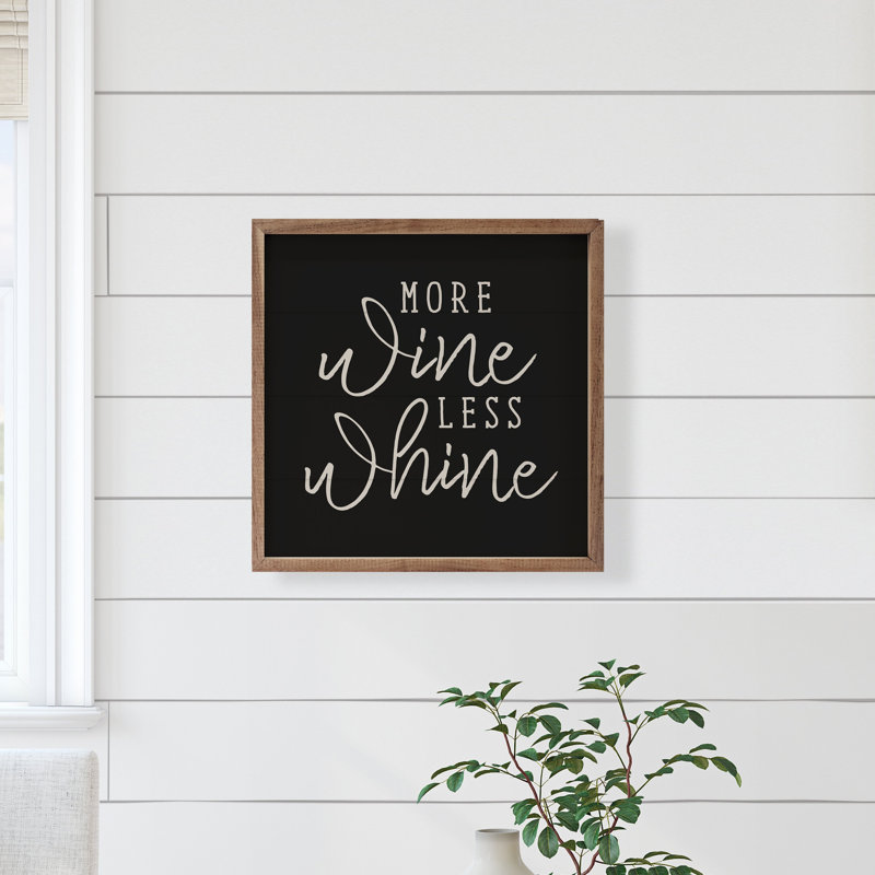More Wine Less Whine Black, 4" H x 4" W