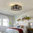 19.60'' Farmhouse Caged Ceiling Fan with Light Kit and Remote Control,Embedded Modern Industrial Ceiling Fan,Flush Mount Low Profile Fandelier for Bedroom,Dining Living Room(4 Bulbs Included)