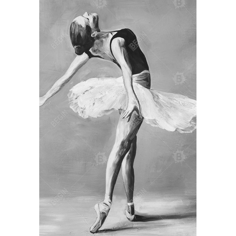 Danseuse de ballet classique - Toile grise pour le décor du salon, H 36 po x l 24 po