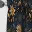 Motif de marbre bleu minuit et doré à motif floral - Rideau occultant en marbre abstrait - 1 panneau-107535999