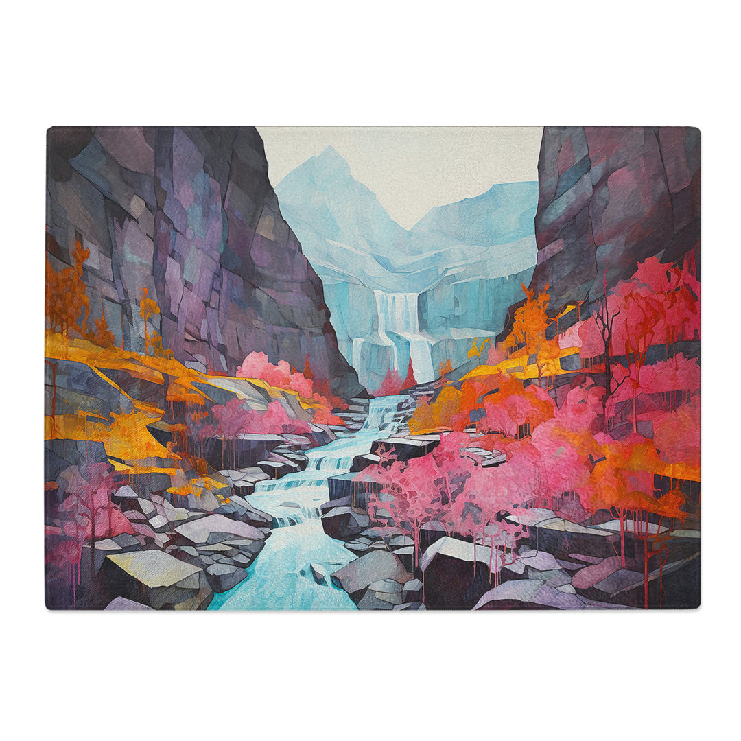 Waterfall Colour Field  Glass Chopping Board