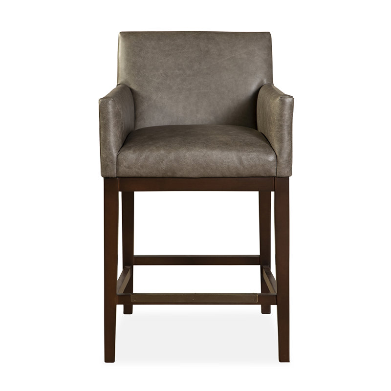 Upholstered Bar Stool with Solid Wood Frame, Silver Fox