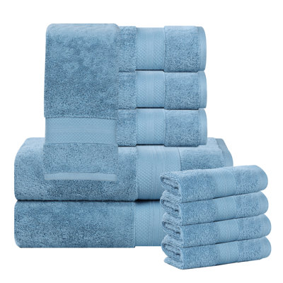 Aria Turkish Cotton Heavyweight Absorbent Plush Solid 10 Piece Towel Set