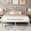  Grand lit plateforme en métal avec tête de lit de style victorien, support de lattes en acier robuste, rangement sous le lit de 12 po, assemblage facile, blanc-2105162892-2105162893