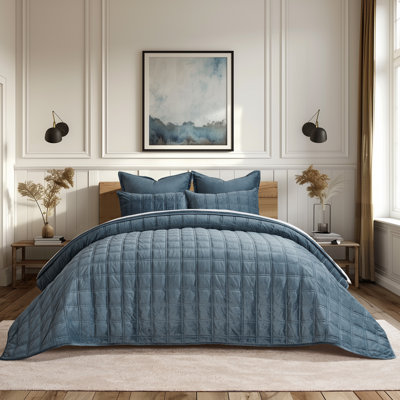 Double Box Stitch Velvet Quilt set