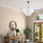 5 Light Bronze Medium Pendant Chandelier With Hand Crafted Off-White Fabric Hardback Shades-159222198-159222201