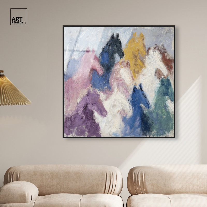 "Pastel Herd", reproduction d'art acrylique encadrée par Art Remedy, cadre noir, 40 x 40, 41"H x 41"W, Black Frame
