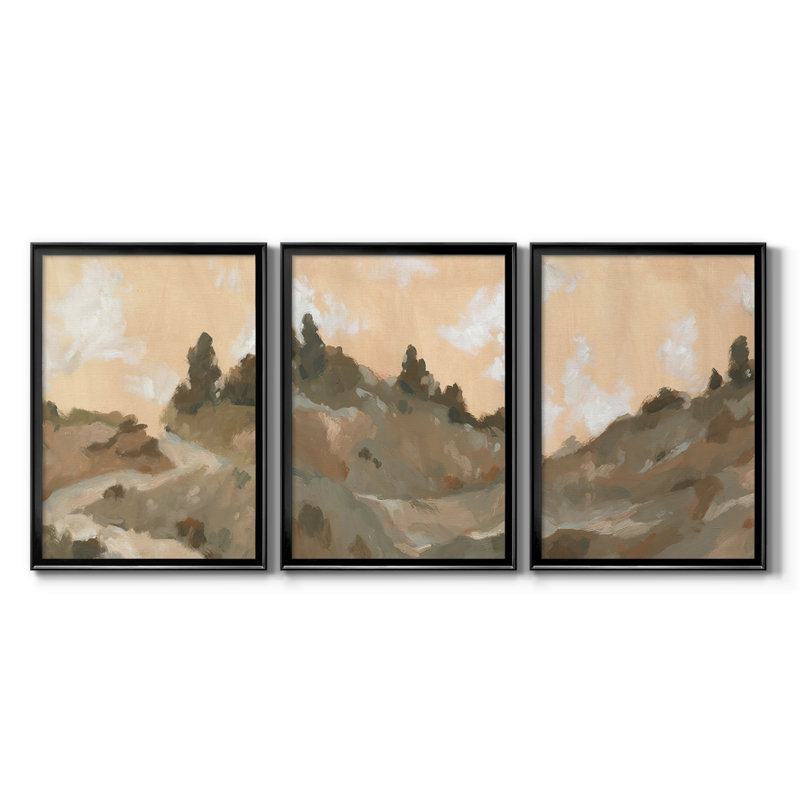 Hillside Walking Path I - Toile tendue avec châssis encadré - 3 pièces, Noir, H 21 po x l 30 po
