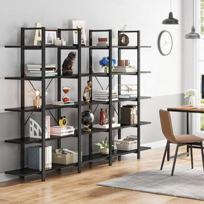 70.07" Height 5-Tier Vintage Industrial Bookshelf 47" Wide for Home &  Office