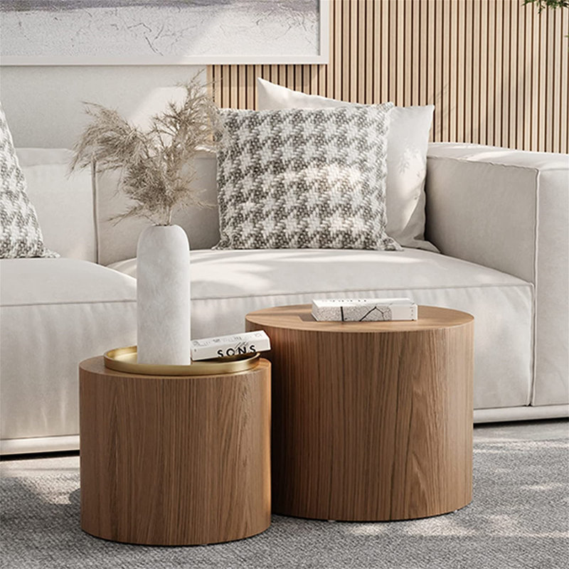 2 tables gigognes avec rangement Kingzton, Noyer