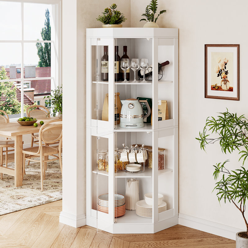Armoire de coin 70 po avec portes en verre 70 po