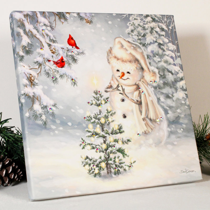 Imprimé bonhomme de neige de Noël avec cristaux éblouissants