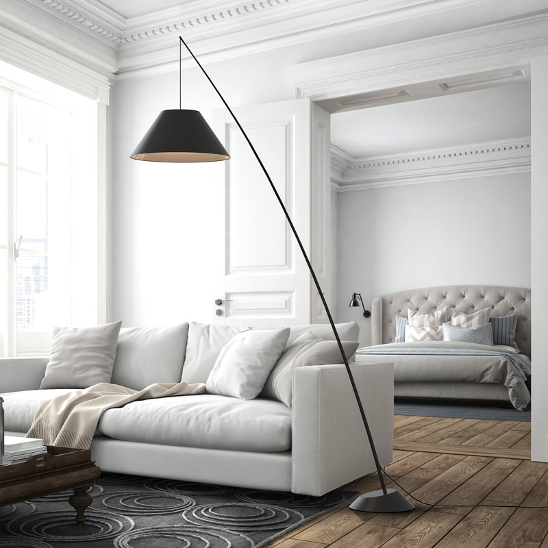 Collings 232cm Task Floor Lamp with Outlet, Black