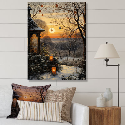 «Frosty Winter Landscape Sunrise I», art mural paysage d'hiver