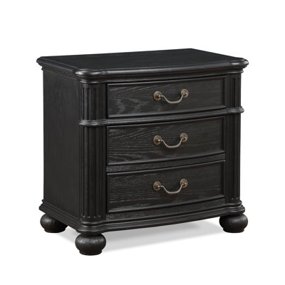 1Pc Traditional Vintage Drawer Pull 3-Drawer Nightstand Bedroom Wooden Furniture